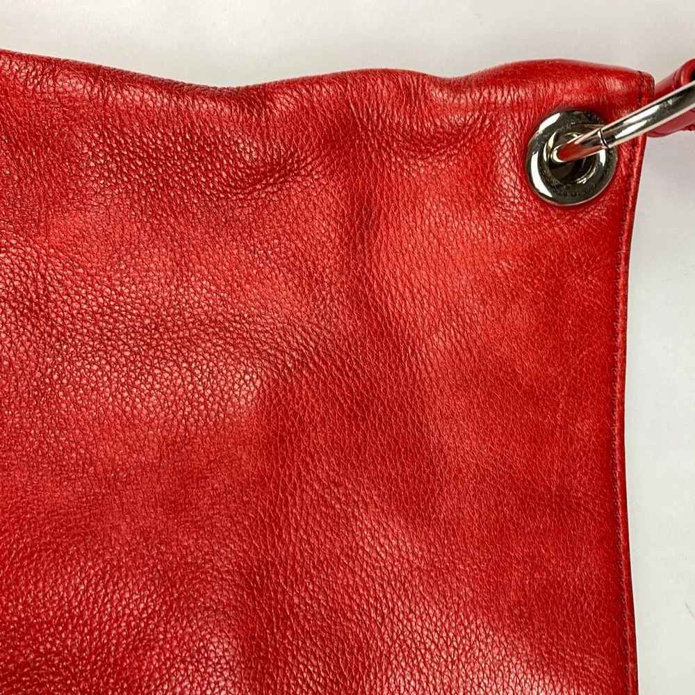 J.Jill Leather Purse Red Crossbody Hobo Bag - Flawed